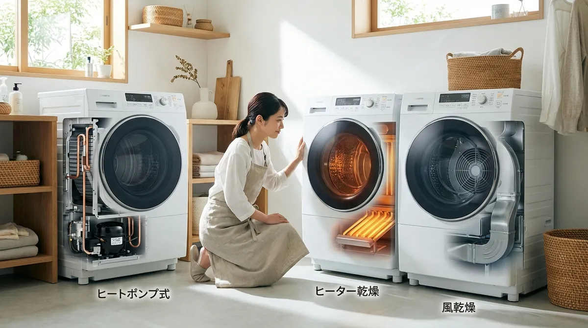 洗濯機乾燥の3つの方式|仕組みを理解しよう