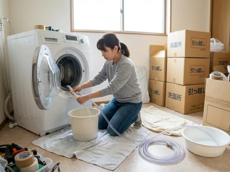 引っ越し前に必要な洗濯機の水抜き作業