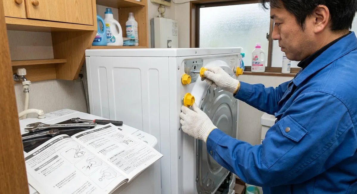 ドラム式洗濯機の輸送ボルト対策