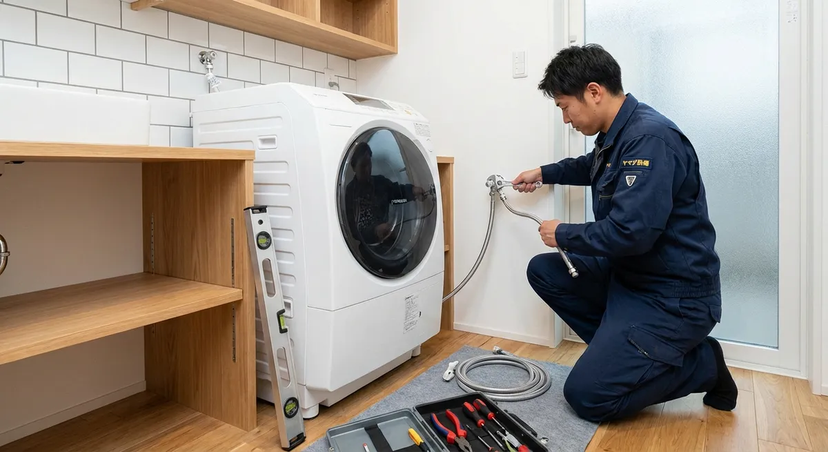 新居での洗濯機設置手順