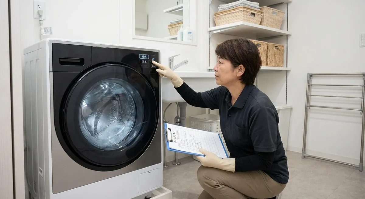 引っ越し後の洗濯機動作確認