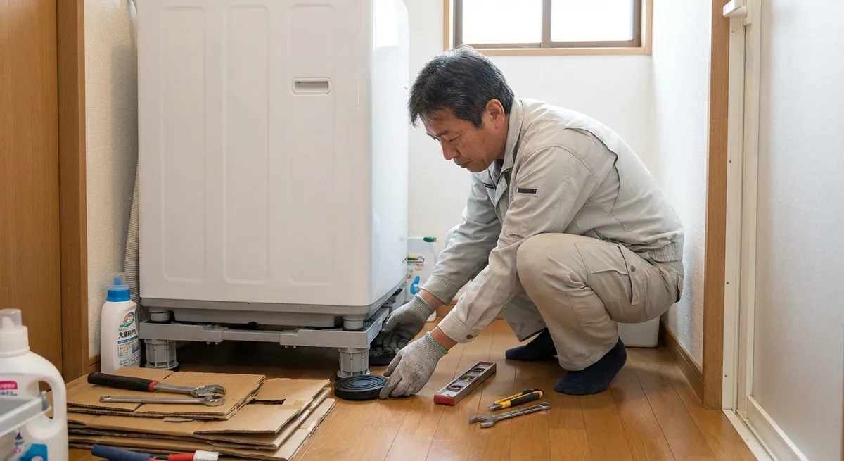 防振ゴムとかさ上げ台を使った本格的な対策