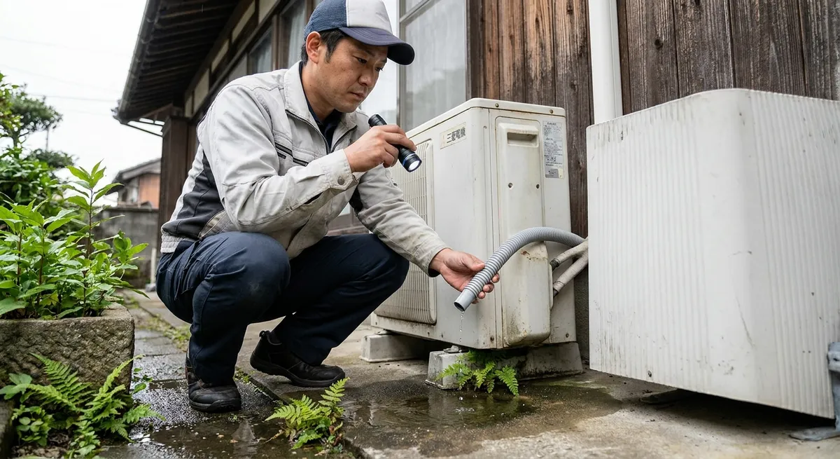 ドレン水量の確認と排水トラブルの見つけ方