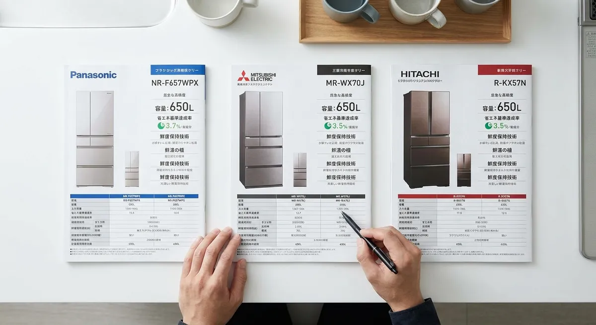 主要3社の急速冷凍・氷結晶技術 比較表