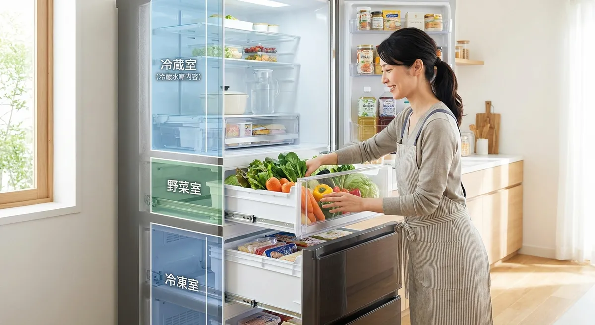 野菜室ど真ん中配置|なぜ中段に野菜室を置くのか
